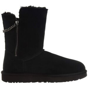 UGG Black Classic Short Sparkle Chain Zip Boots